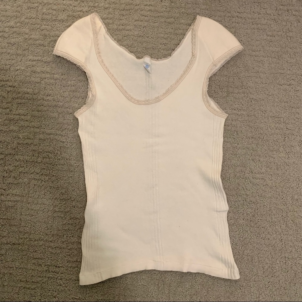 Vintage cap sleeve ribbed shirt